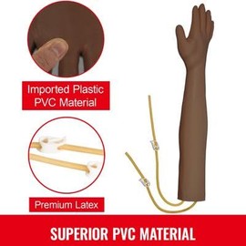Happybuy Phlebotomy Practice Kit, Dark Skin IV Arm, Venipuncture Trainer, Infusion Stand, Nurse & Medical Students, Professional Learning Tool