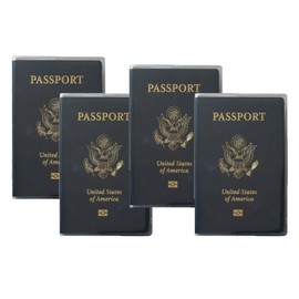 Set of 4 Heavy Duty Clear Vinyl Plastic Passport Cover Holder Travel Made in USA