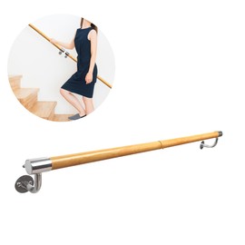 Handrail for Indoor Stairs 47.64 Inch- Durable Powder-Coated Steel handrail in Woodgrain Look - Heavy Duty Wall Mount for Sturdy Support - Available in 25 or 47 Inches