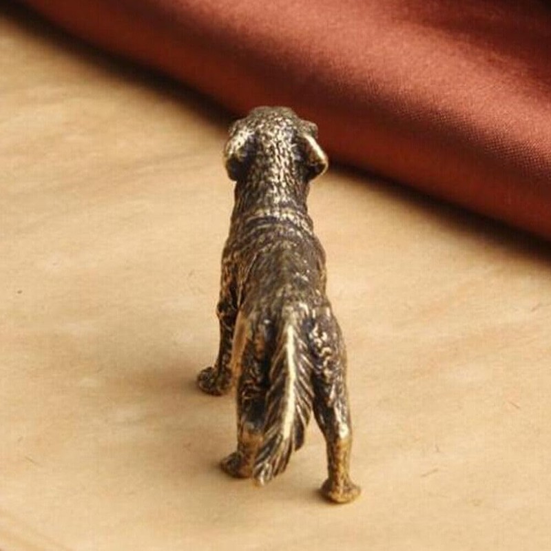 TEAMWILL Brass Mini Golden Retriever Figurine Statue Dog Ornament Animal