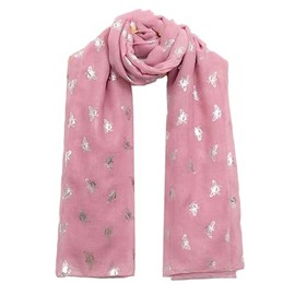 World of Shawls Ladies Girls Women's Glitter Bumble Bees Scarves Wraps Shawl Soft Scarf (Dusky Pink)