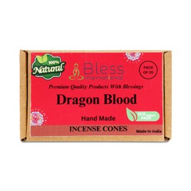 Bless-International Dragon Blood Incense-Cones Handmade-Hand-Dipped Organic-Chemicals-Free for Purification-Relaxation-Positivity-Yoga-Meditation The-Best-scents (20 Count)