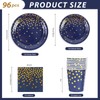 96-Piece Birthday Party Tableware Set, Blue Gold Birthday Party Tableware