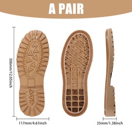 CHGCRAFT Shoe Replacement Rubber Soles for DIY Shoes 1 Pair Rubber Full Out Sole Wear Resistant Shoes Sole Raised Shoes Sole for Work Shoes and Boots, Brown, 12x4.6inch