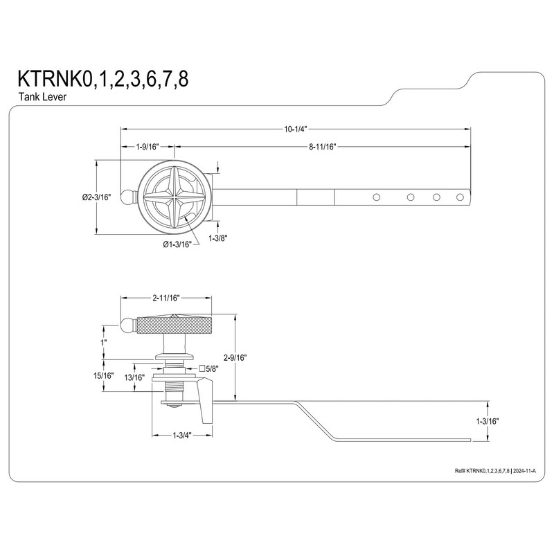 Kingston Brass KTRNK2 Levante Front Mount Toilet Tank Lever with