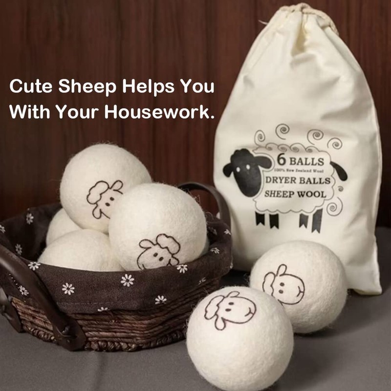 Wool Dryer Balls 6 PCS Dryer Balls Laundry Reusable 100%