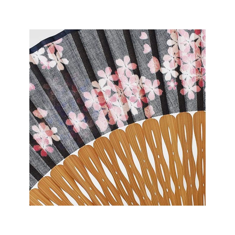 Fashionable kimono Iroha Flower Light Fan, Fan Bag Set, Navy