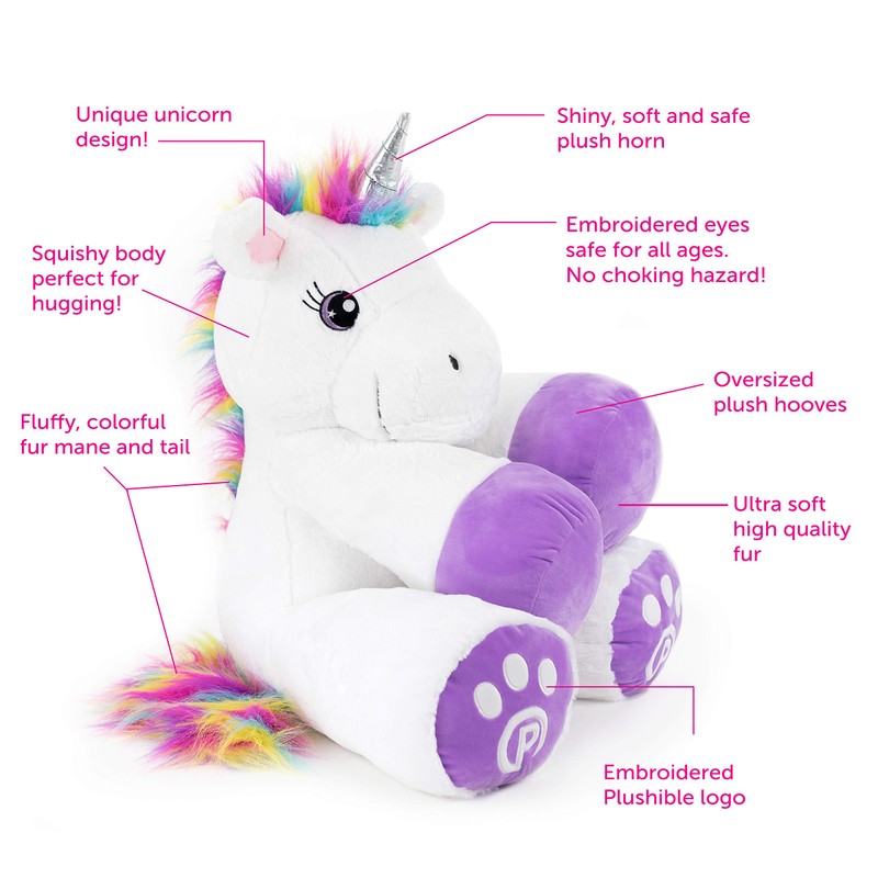 Plushible Poppy The Unicorn Stuffed Animal, 44" Plush Unicorn Toy