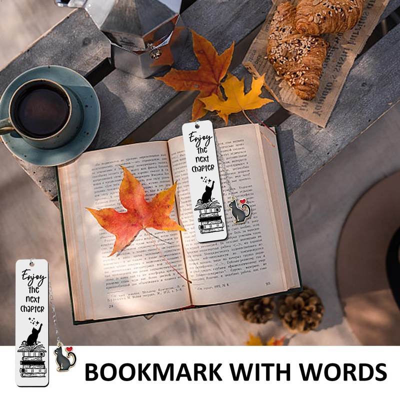 3 Pieces Metal Bookmarks, Cat Pendant Bookmarks, Bookmarks with Words,