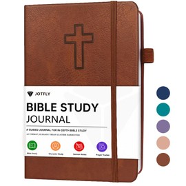 JOTFLY Bible Study Journal - Church Notes Notebook for Note Taking & Reflection - Guided Bible Study Notebook - Faith-Based Religious Gifts & Bible Study Supplies (Vintage Brown)