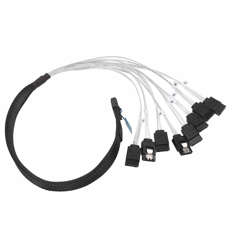MCIO 8i to 8xSATA3.0 Cable 19.7 Inch Silver Plated OFC