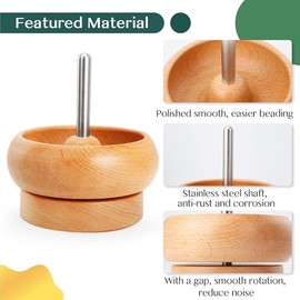 Bead Spinner for  Making, Effortless Rotating Wooden Clay Bead Spinner with 2 Big Eye Beading  and 3000 Seed Beads, Beading Supplies for Making , Bracelets, Necklace - Color: Bead Bowl Spinner Set