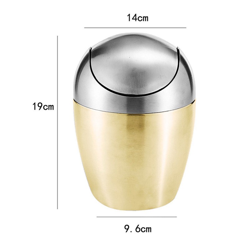Desktop Small Trash Can Multipurpose 304 Stainless Steel Mini Trash