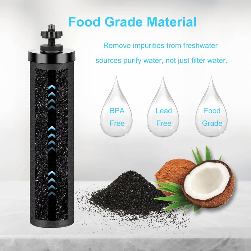 airkitrep Water Filter Replacement for Berkey, Black Purification Elements, Activated