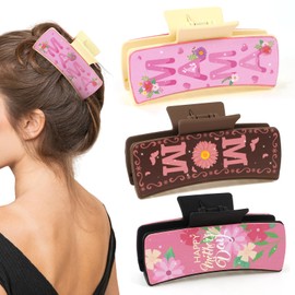 HOWAF Mother’s Day Hair Clips MAMA Hair Claw Clips for Women NANA Grandma Aunt, Floral Glitter Heart Hair Accessories for Mom, Mother’s Day Gift Birthday Gifts Mothers Favors Curly Hair Clips