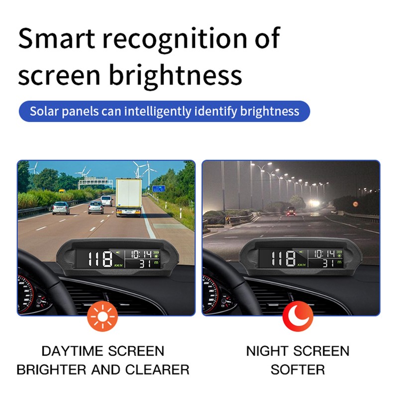 Smart HUD Display Digital Solar Charged Displays Time Temp Over