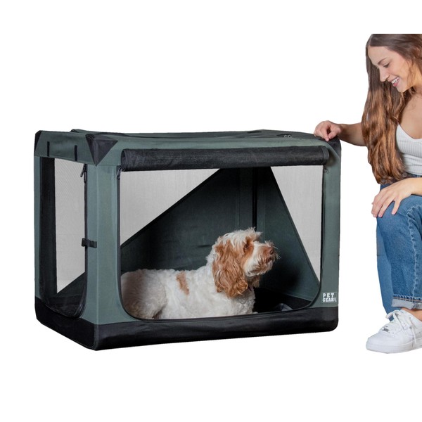 Pet Gear Insta-Fold Soft Crate for Dogs, 30", Dark Cypress