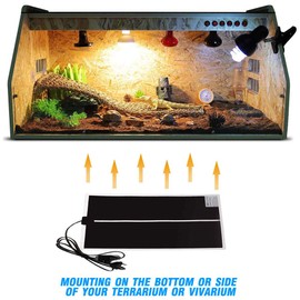 PeSandy Reptile Heating Pad with Temperature Adjustment, 110V Non-Adhesive Heat Mat for Reptiles Tortoise Snakes Lizard Gecko Hermit Crab Turtle Amphibians - 7W/ 14W/ 20W Removable Under Tank Heat Pad