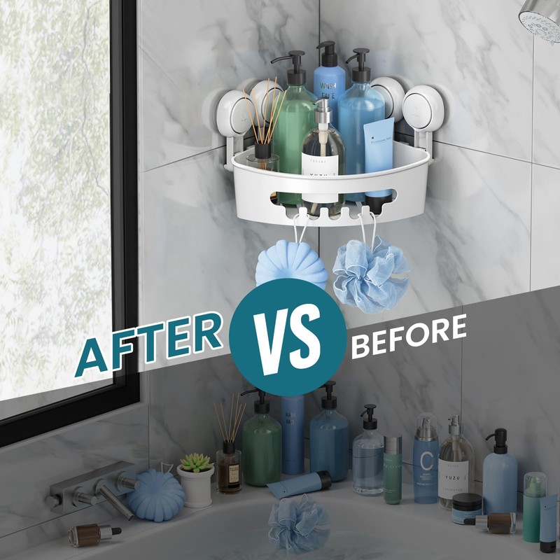 TAILI Shower Shelf Suction Cup Shower Shelf No Drilling Corner