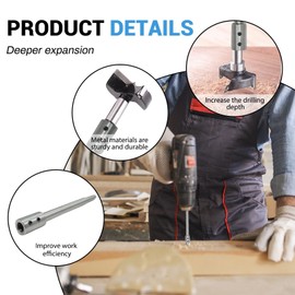 Greacesrio 170 mm Extra Long Extensions for Forstner Drill Bits with 3/8 Inch Shank, Carbon Steel Drill Extension Shank for Extra Deep Hole Milling and Breakouts