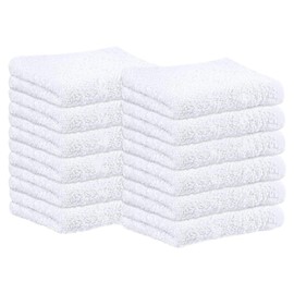 Sweet Needle Washcloth Set | Pack of 12 (30x30 cm) | 100% Cotton Ring Spun, Premium Quality, Highly Absorbent and Soft, Long lasting. Ideal for everyday use, Face Washing, Gym and Spa (White)