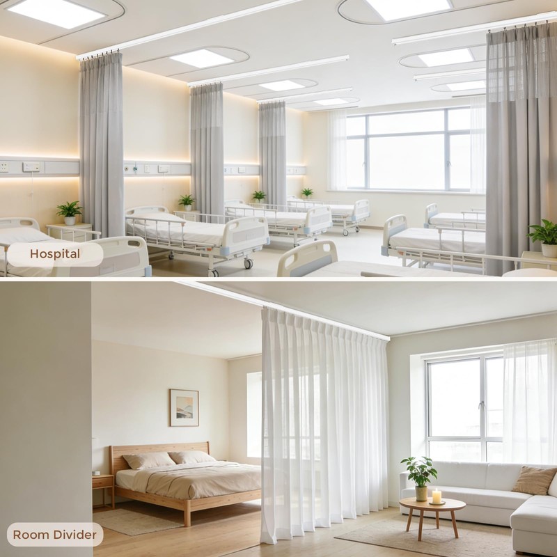 Ceiling Curtain Track White 6-9 ft Heavy Duty Ceiling/Wall Mount