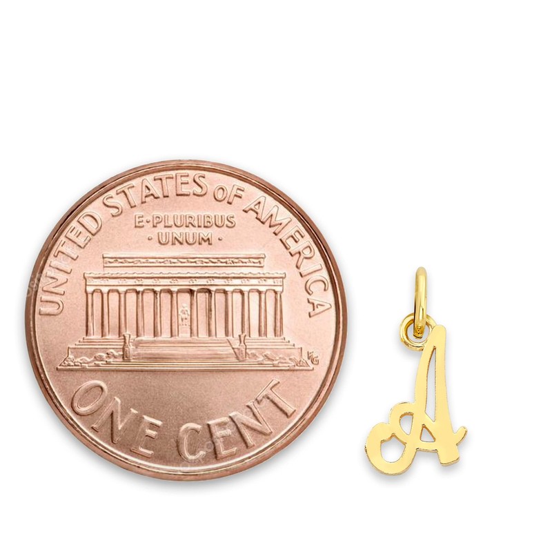 Solid Gold Initial Charm Available in A-Z, Tiny Cute Letter