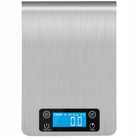 LTC WG116 LCD Kitchen Scales Weighing Range 0.1-5000 g Weighing Accuracy 0.1 g Units of Measure g/ml/fl:oz/lb:oz Silver Grey 210 mm x 150 mm x 32 mm