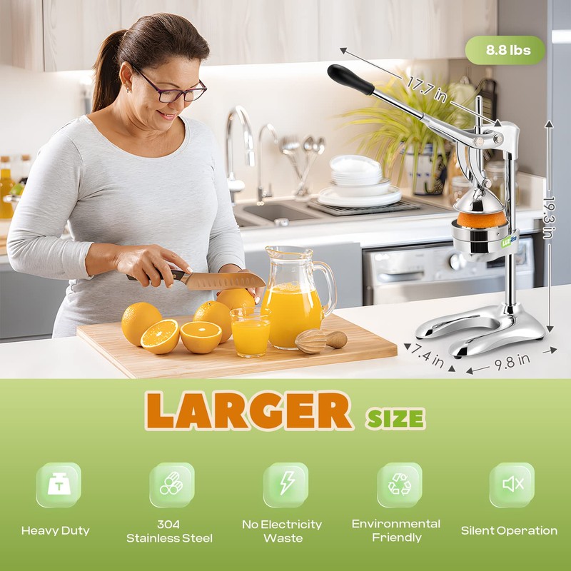 Luzrise Manual Juicer Hand Press Professional Citrus Juicer Countertop Metal