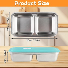 Set of 3 Stainless Steel Snack Containers with Double Compartments – Reusable, Leak-Proof Food Storage Boxes for Dips, Fruits, Lunch, On-The-Go Meals, BPA-Free & Dishwasher Safe