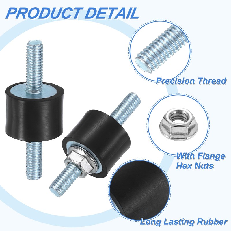 sourcing map M6 x 18mm Rubber Mounts, 15 x 20mm