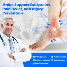 eYotto 1 Paar Knöchelbandage für verstauchte Knöchel mit Silikon-Stabilisator-Pad, elastische Knöchelbandage mit verstellbaren Netzgurten für Verletzungsheilung, Plantarfasziitis, Linderung von