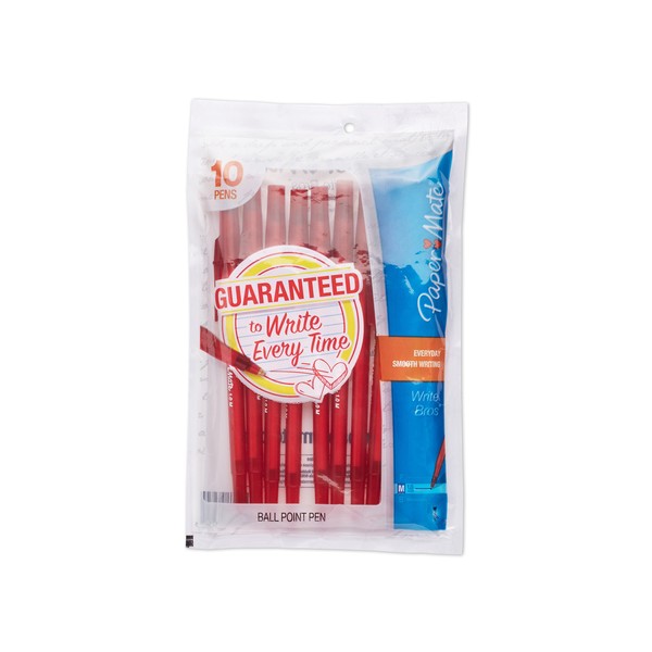 Paper Mate Ballpoint Pens, Write Bros. Red Ink Pen, Medium