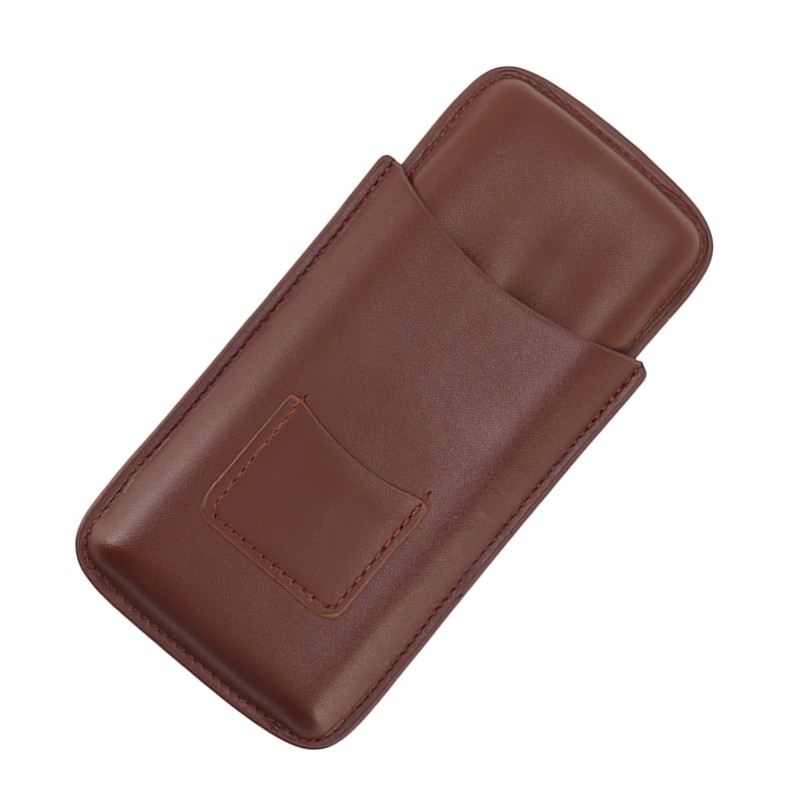 Leather Cigar Case Portable 3 Finger Cigar Humidor Carrying Case