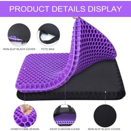 Cojín de Gel Multifuncional,Doble Espesado, cojin Silla de Apoyo Transpirable para aliviar el Dolor de ciática y coxis, cojín de Gel para Coche, hogar, Oficina