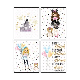 Silly Goose Gifts Dole Whip Mickey Ears Castle Dream Themed Wall Art Room Decor Prints (Think Believe Dream)