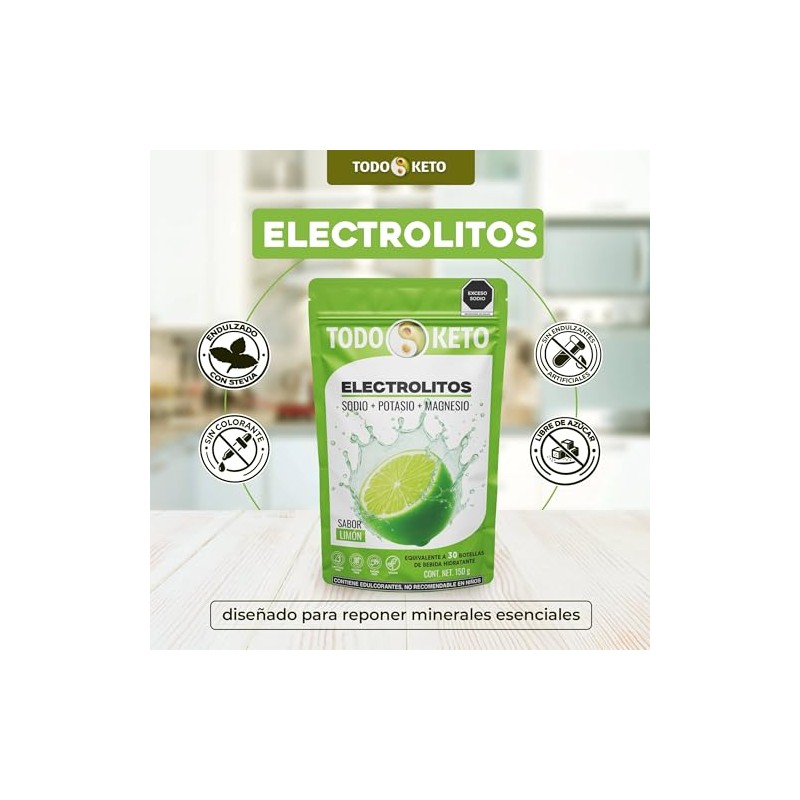 Electrolitos con Stevia 150 g Sodio, Potasio y Magnesio 30