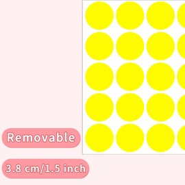 Yeachlaing 1.5" Round Colored Removable Stickers Labels - Yellow,Pack of 500