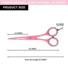 Zaini Shears Hair Cutting Scissors Extremely Sharp Right-Hand Razor Edge - 5.5” Overall Length,Made of 420c Japanese Stainless Steel Salon Scissors Professional Barber Haircut Scissors (pink, 5.5'')