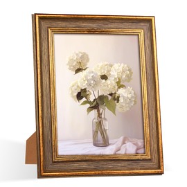 RIVERVALLA 8x10 Vintage Picture Frame Retro Antique Wood Texture Gold Picture Frames 8 by 10 Photo Frame with HD Glass Wall Hang Desktop Display Christmas Birthday Gifts for Women Mom Grandma