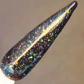 Salon Quality Holographic Glitter Black Nail Dip Powder 1OZ Sparkle Glitters Nail Dipping Powder with Opal Foils, Smooth Fine Powder Easy to use for starters