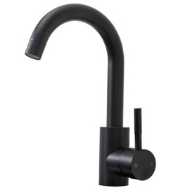Comllen Matte Black Bar Faucets, Black Bathroom Faucet 1 Hole, 360° Swivel, Small Single Handle Bar Sink Faucet with Deck Plate for Bathroom Bar Kitchen RV Camper Outdoor Laundry Vanity Lavatory