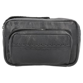 Laney Buffalo Leather Waist Pack Organizer by Lady Conceal with Locking Zippers (Black)