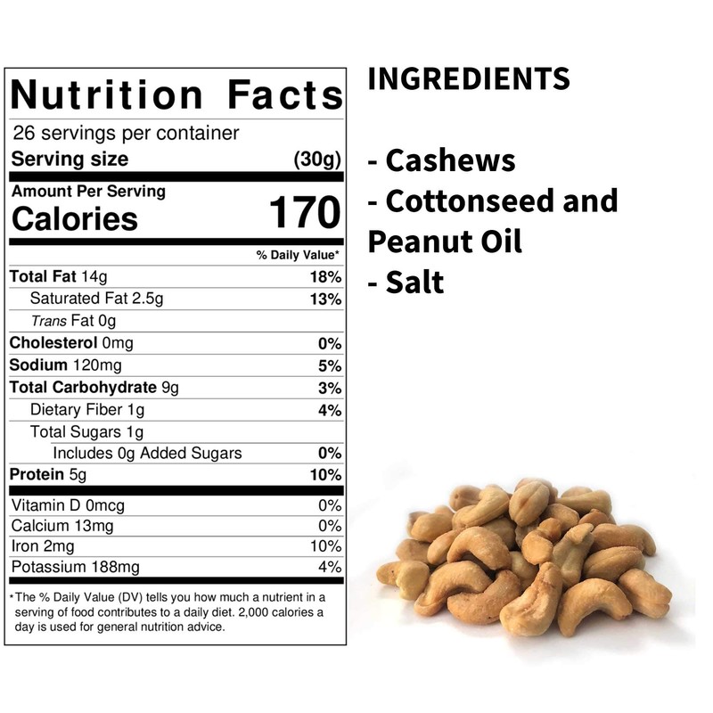 Premium Roasted Salted Jumbo Cashews 28 oz. (1 lb. 12