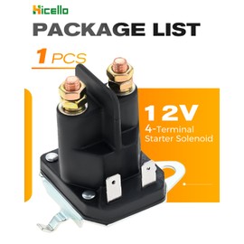 Hicello 192507 Lawn Tractor Solenoid for Hus-qvarna | 4-Pole 12V Starter Solenoid Relay 582042802 for Craftsman for AYP for Ariens for Cub Cadet Riding Lawn Tractor 725-06153A