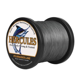 HERCULES Línea de Pesca Trenzada, 500 m, PE Dyneema 8 hebras, Gris, 100lb/45.4kg 0.55mm