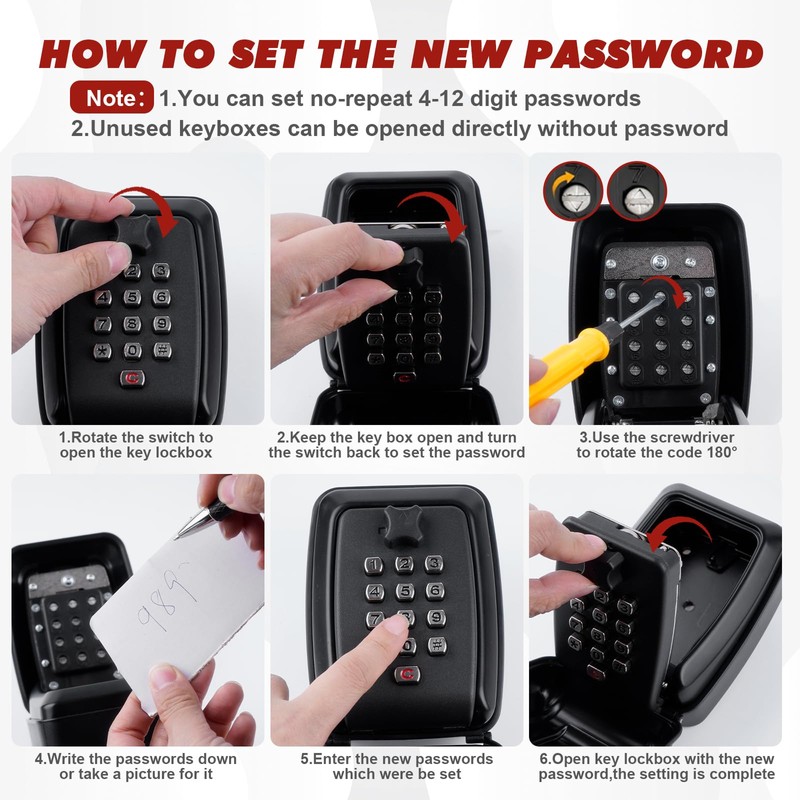 GIBOHOM Key Safe with Number Code, Key Safe Wall Mounted