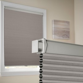 Homedemo No Drill No Tools Blackout Cellular Shades Cordless, Honeycomb Blinds for Window, Easy Install No Screws Thermal Insulated Noise Reduction Cellular Blinds for Home (Grey, 34" W x 36" H)