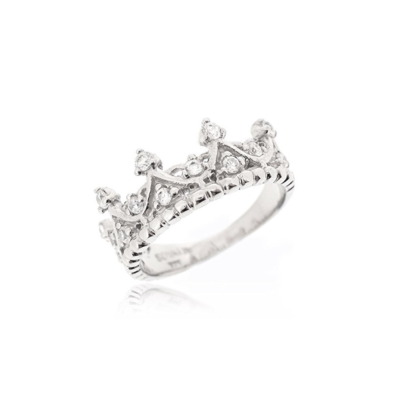Sovats Ladies Queen Crown Ring, Sterling Silver, Cubic Zirconia