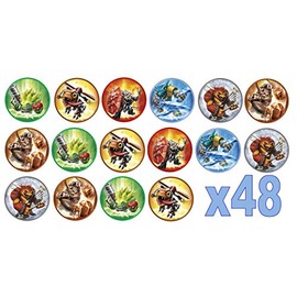 48 Skylander Inspired 3cm Mini Discs Edible Wafer Paper Disc Cupcake Toppers (NOT PRE CUT)
